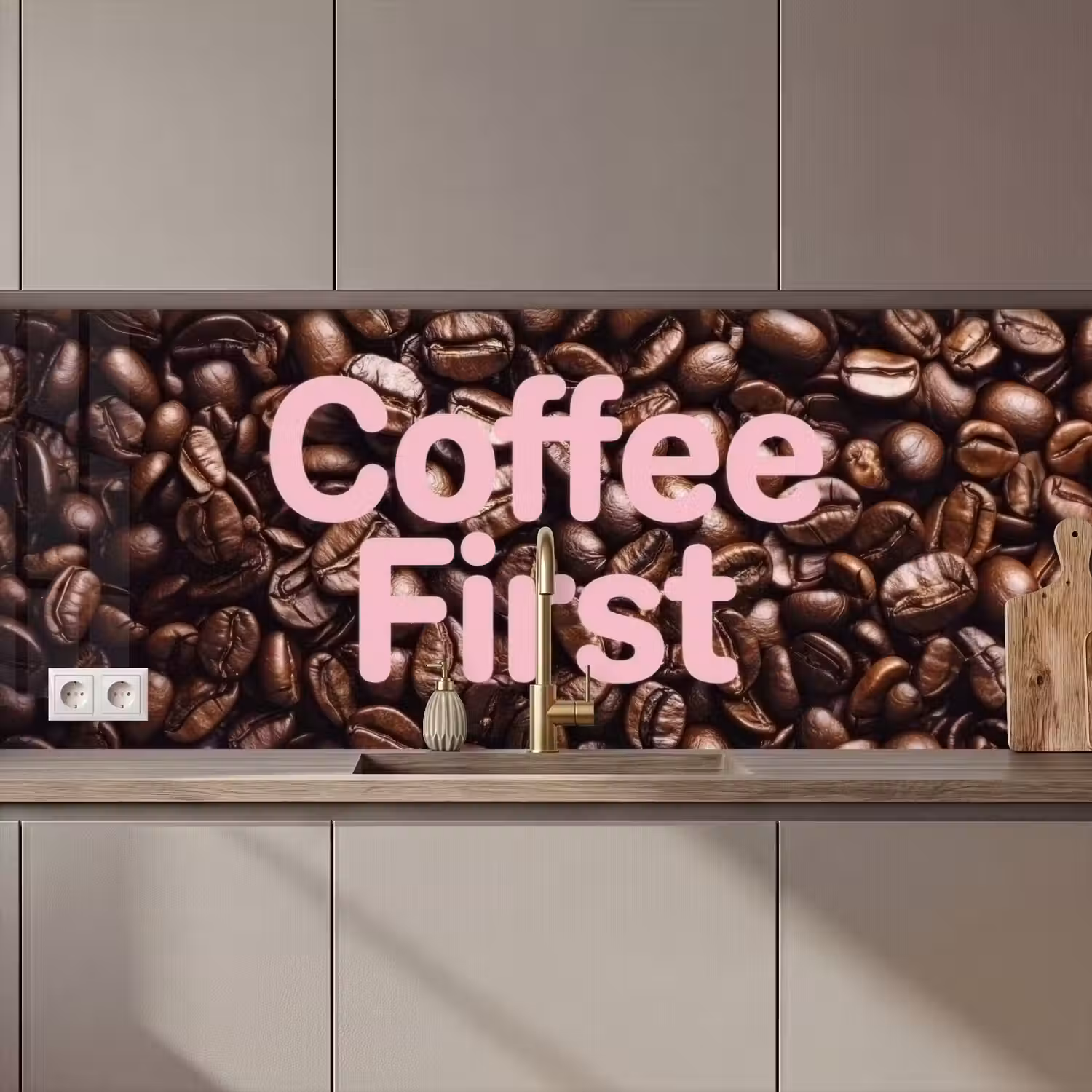 Coffee First - Koffiebonen - Roze keuken achterwand 2 middel zz_3dshopping
