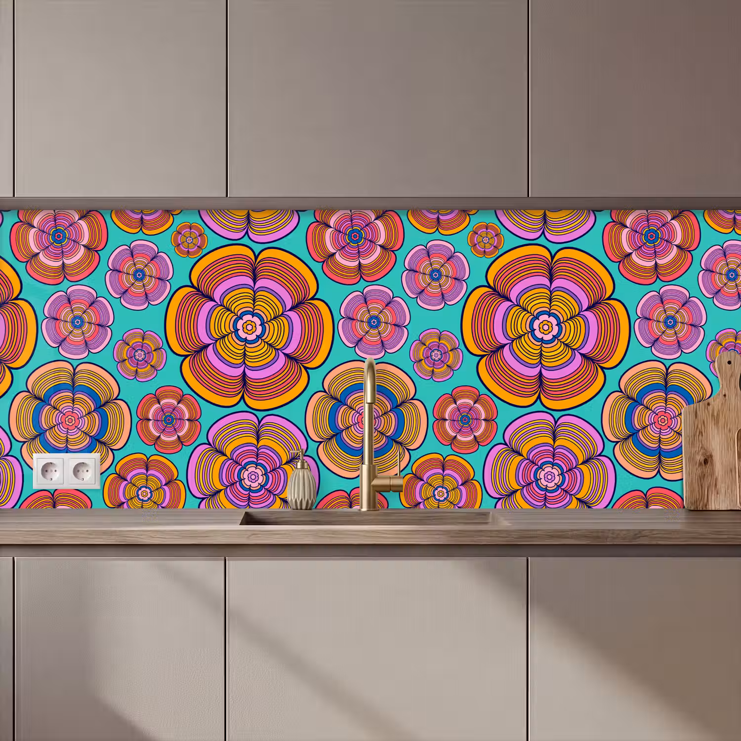 Design - Flower Power - Kleuren keuken achterwand 2 middel 871 zz_3dshopping