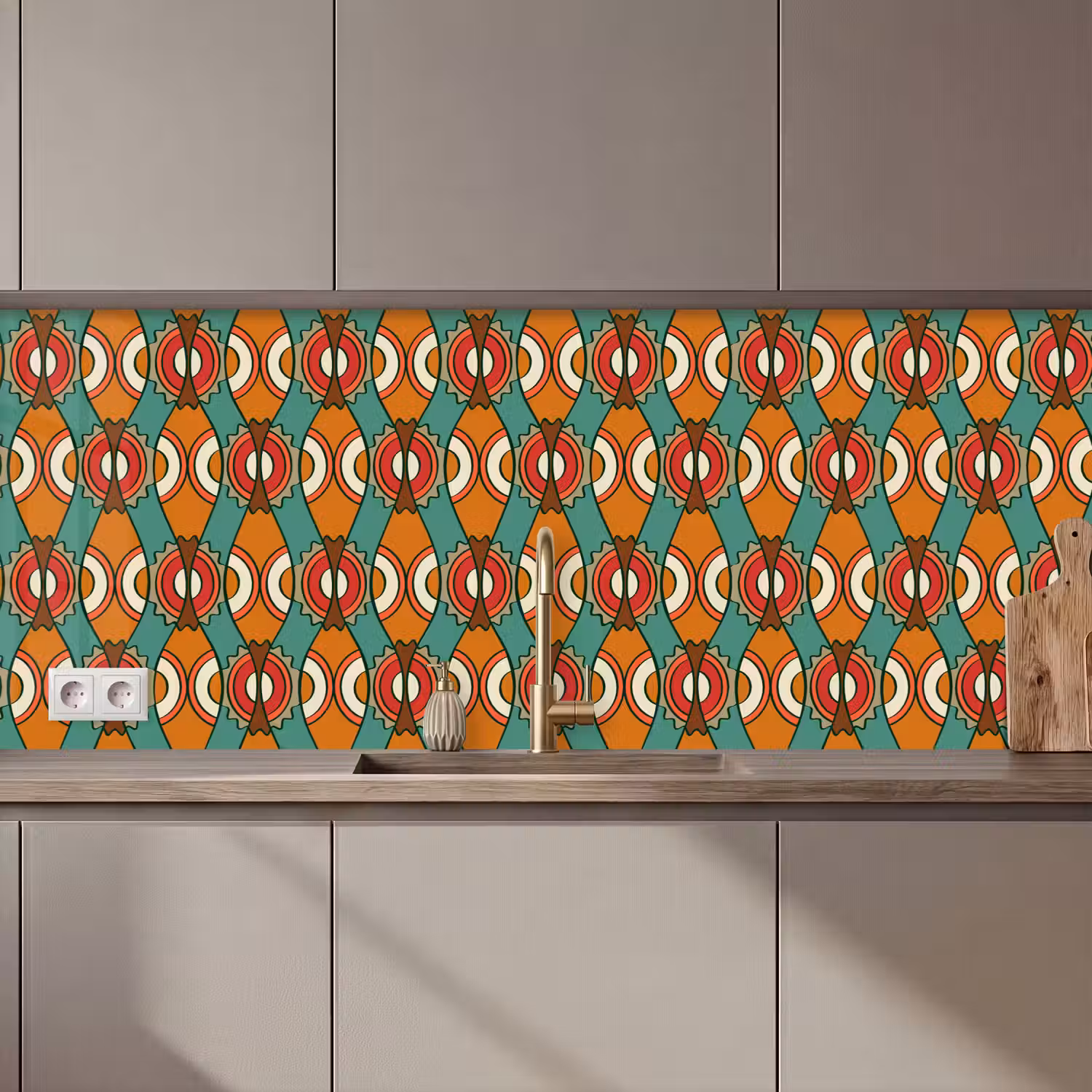Design - Retro - Oranje - Abstract keuken achterwand 2 middel 871 zz_3dshopping
