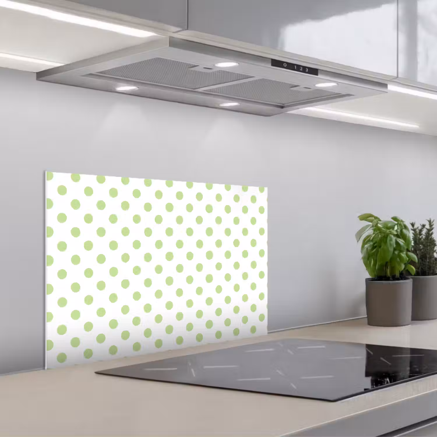 Dots - Klassiek - Groen keuken achterwand spatscherm klein 900 -3d_schuin