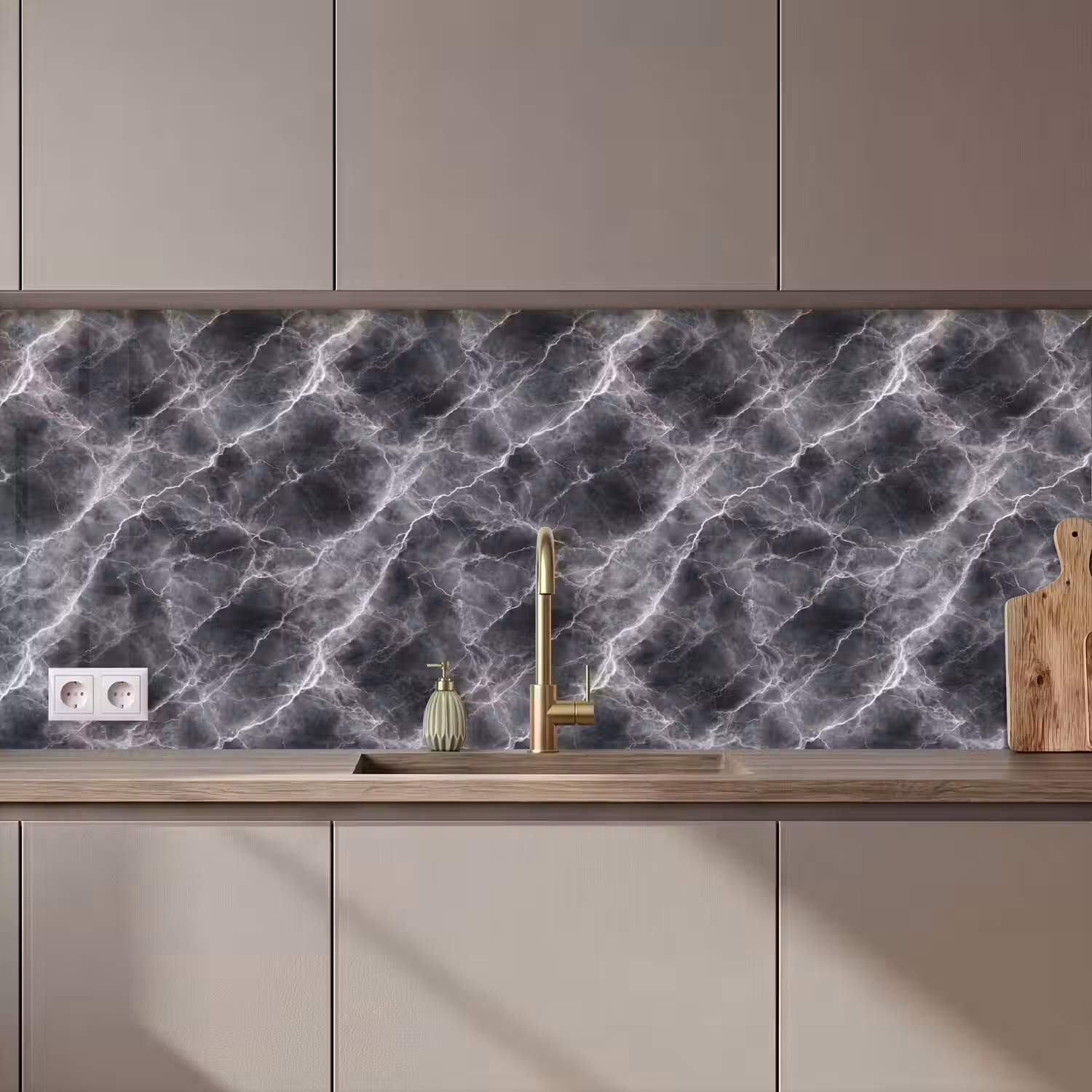 Donkergrijs - Bliksem - Marmer keuken achterwand 2 middel 871 zz_3dshopping