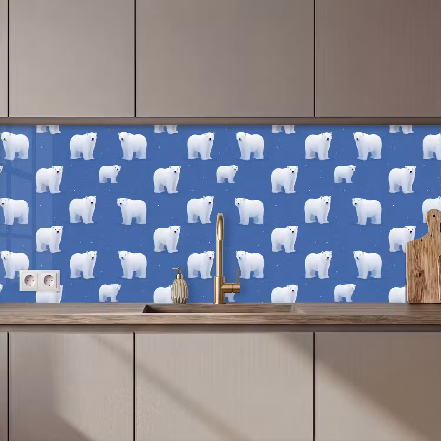 IJsbeer - Patroon - Blauw keuken achterwand 2 middel 871 zz_3dshopping