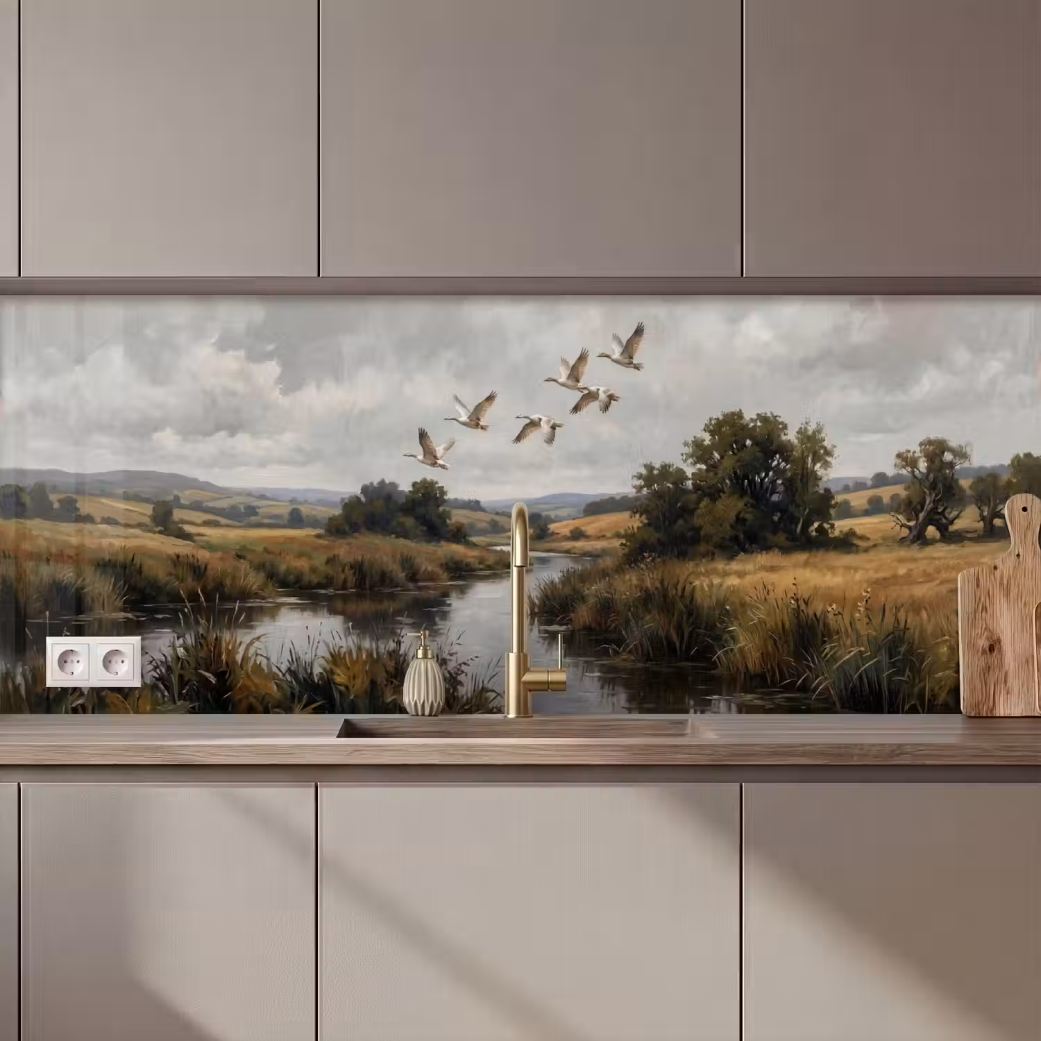 Eenden - Rivier - Landschap - Vlucht - Nostalgisch keuken achterwand 2 middel zz_3dshopping