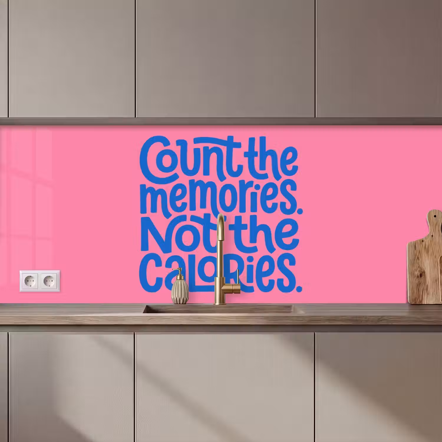 Memories - Roze - Blauw - Quote keuken achterwand 2 middel zz_3dshopping