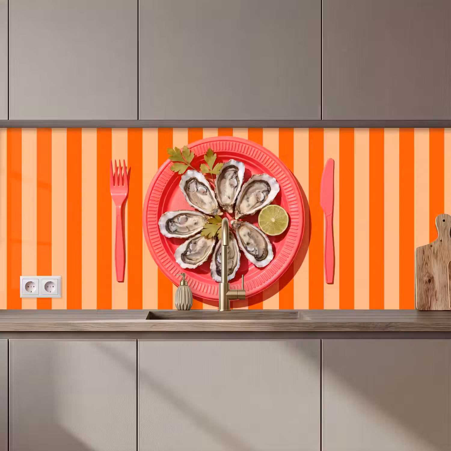 Eten - Oester - Zeevruchten - Oranje - Modern keuken achterwand 2 middel zz_3dshopping