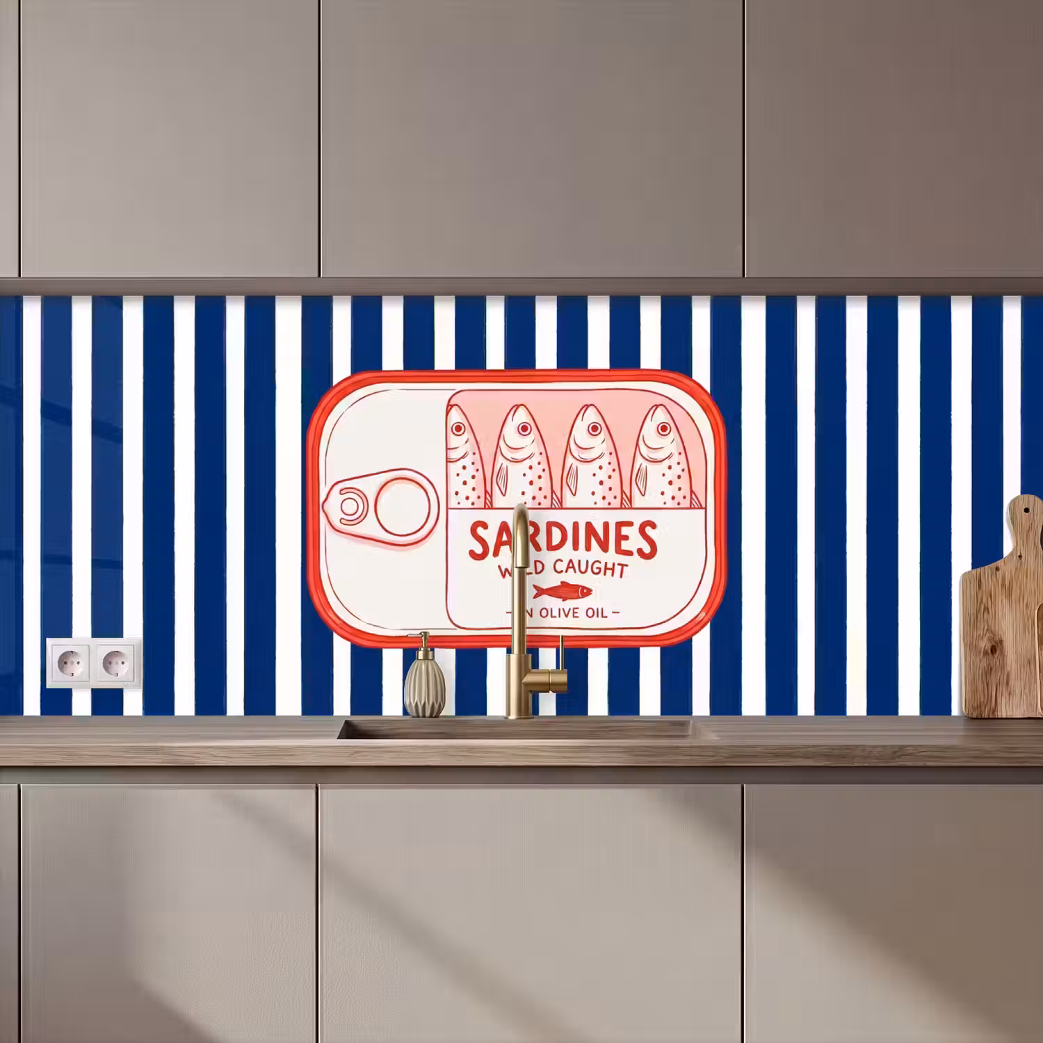 Eten - Vis - Blik - Illustratie - Rood keuken achterwand 2 middel zz_3dshopping