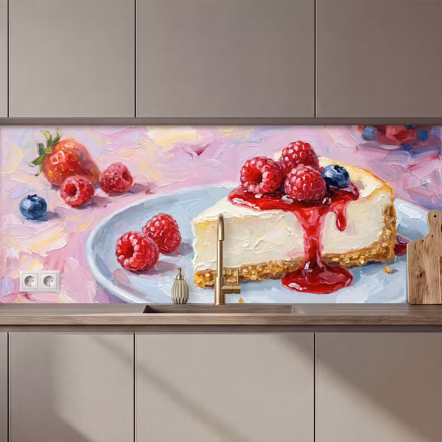 Eten - Cheesecake - Bessen - Abstract - Roze keuken achterwand 2 middel zz_3dshopping