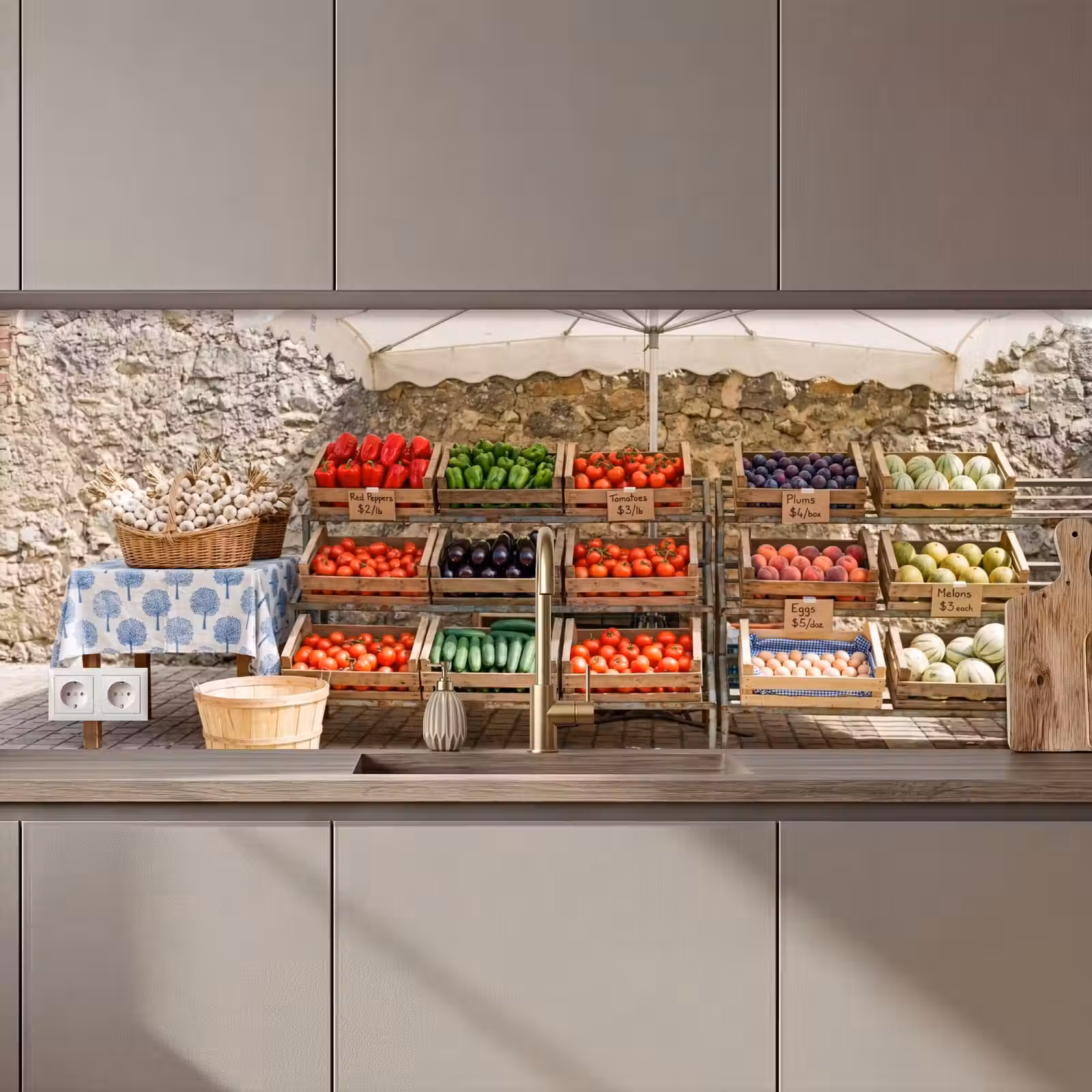 Küchenrückwand - Essen – Markt – Frisch - Eten - Markt - Vers keuken achterwand 2 middel zz_3dshopping