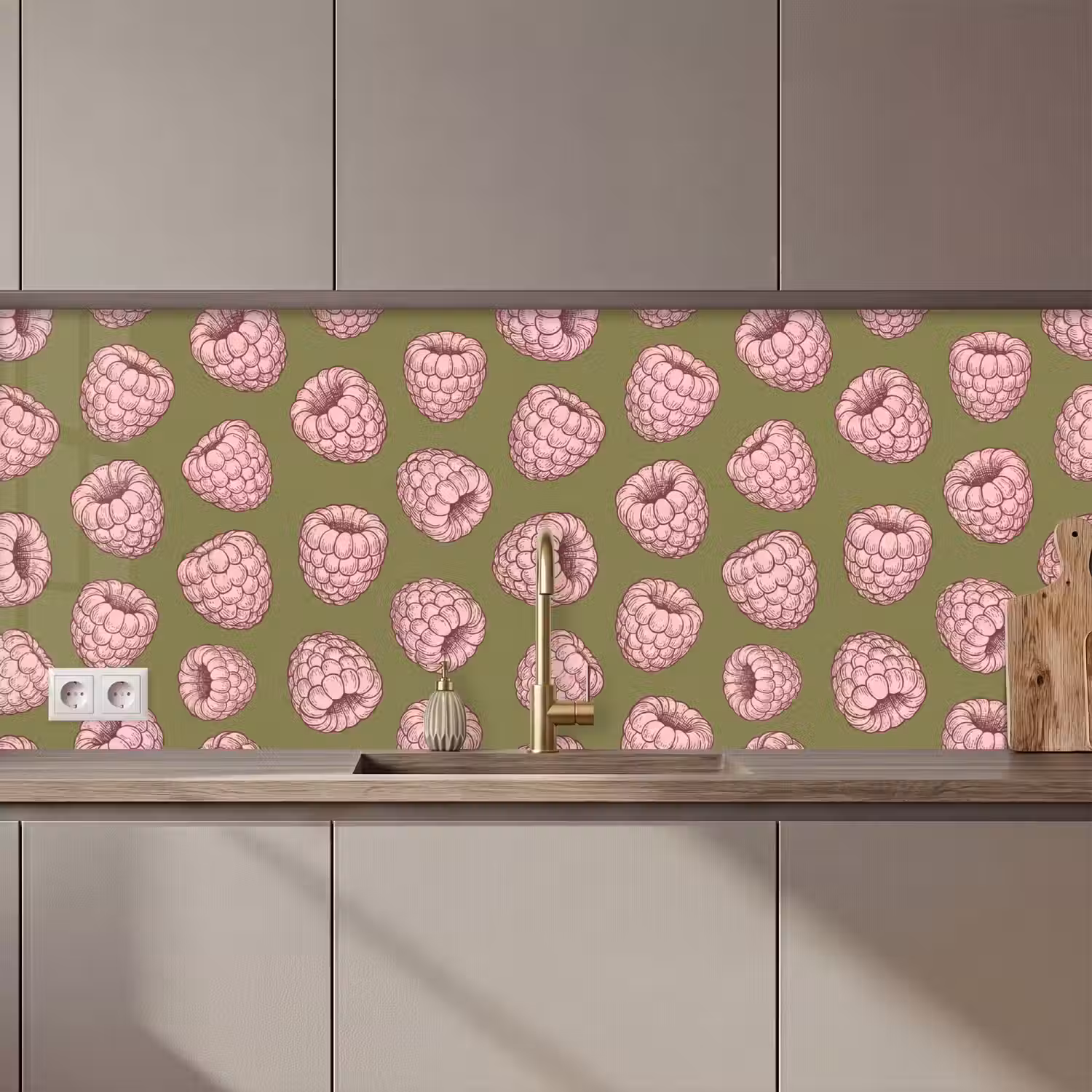 Eten - Patroon - Illustratie - Roze - Groen keuken achterwand 2 middel zz_3dshopping