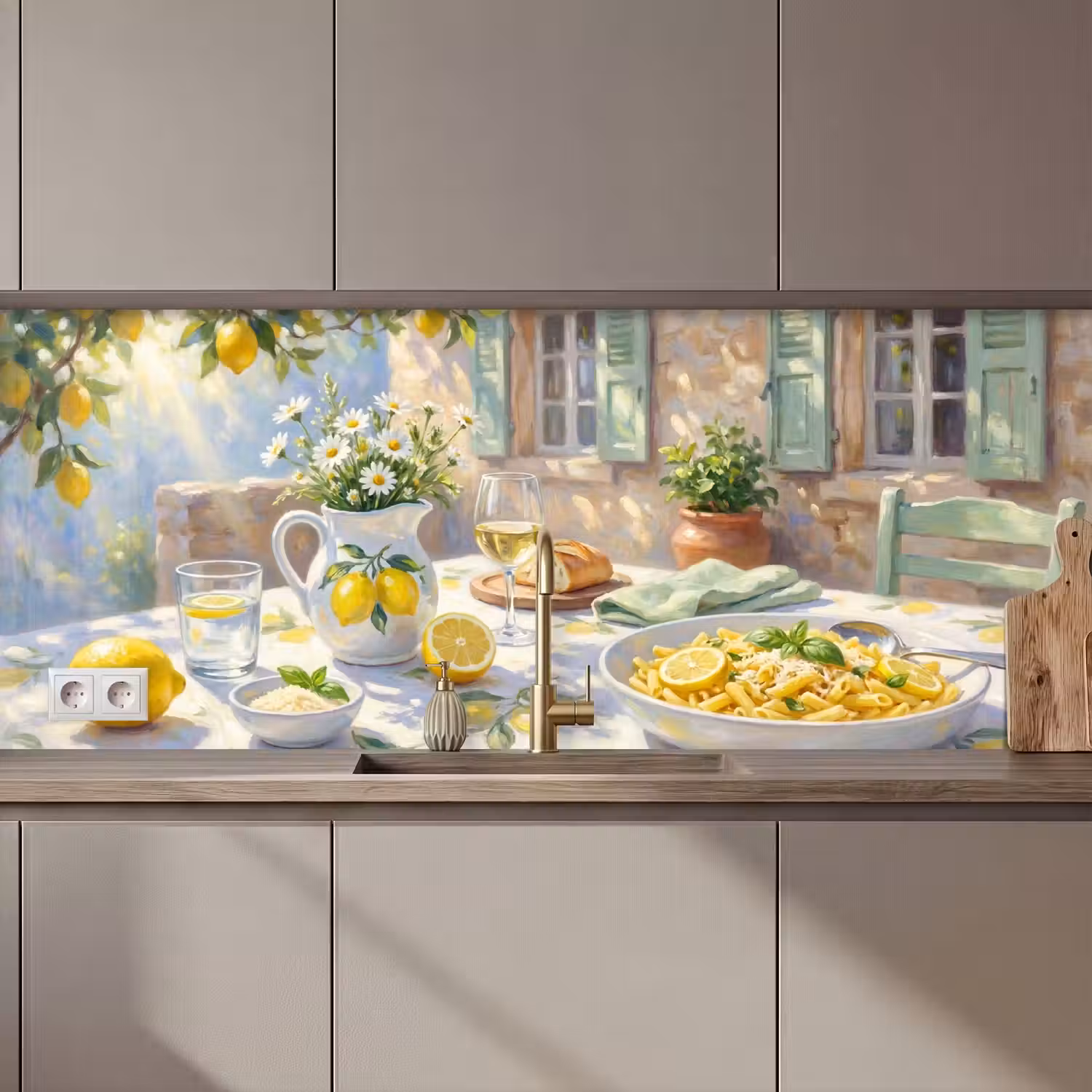 Eten - Terras - Zomer - Geschilderd - Geel keuken achterwand 2 middel zz_3dshopping