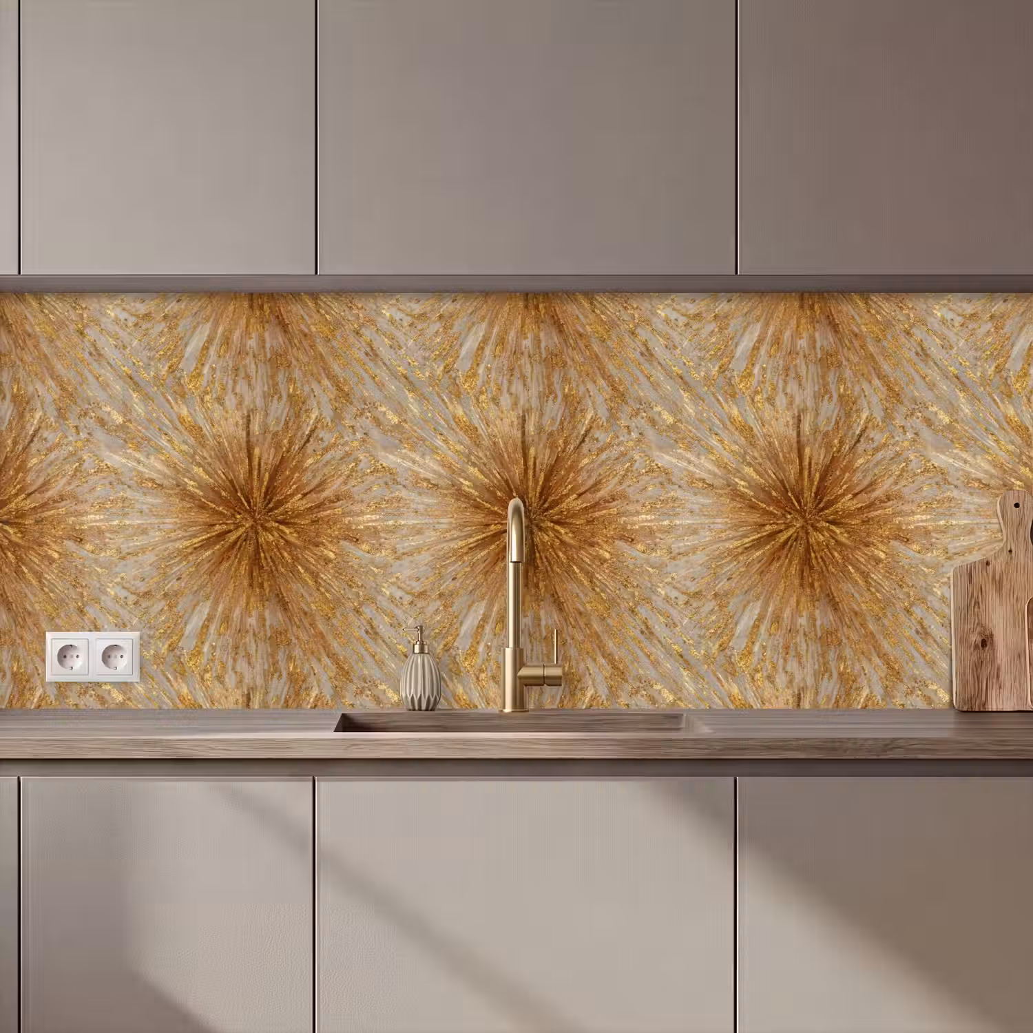 Explosie - Abstract - Goud - Wit keuken achterwand 2 middel 871 zz_3dshopping