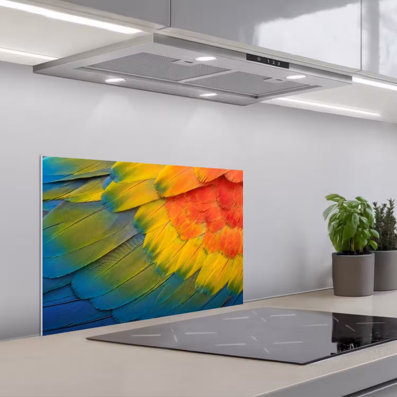 Veren - Ara - Kleurrijk keuken achterwand spatscherm klein -3d_schuin