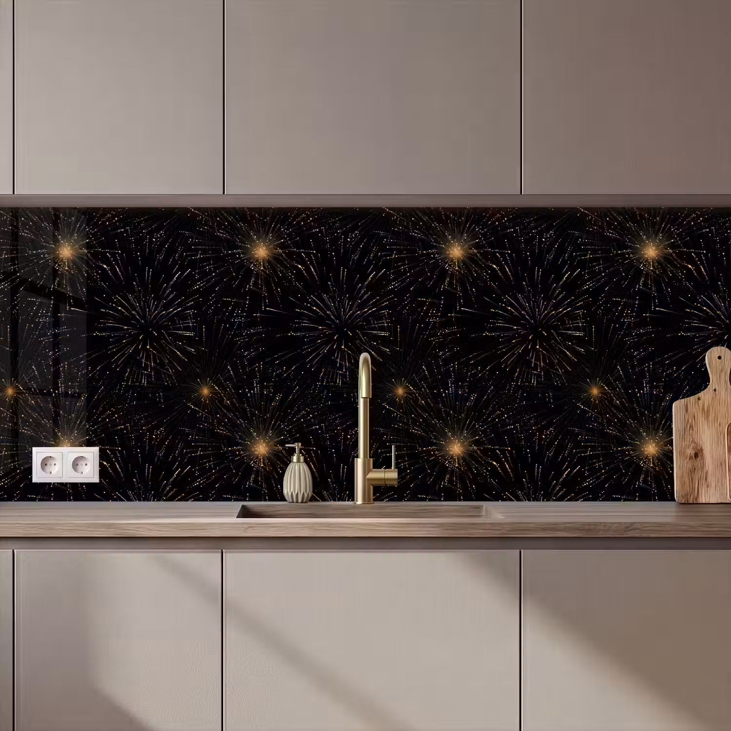 Vuurwerk - Patroon - Feestelijk - Goud - Zwart keuken achterwand 2 middel 871 zz_3dshopping