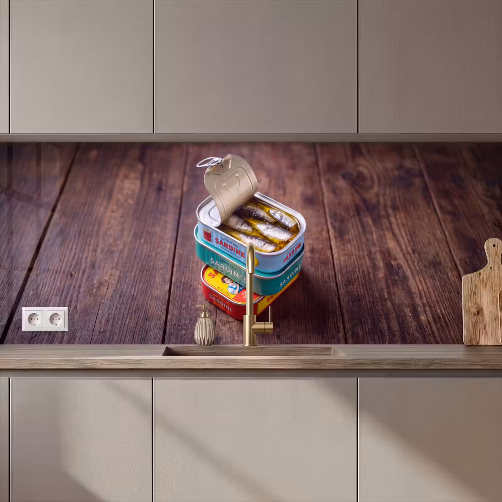 Küchenrückwand - Fisch – Dosen – Küche - Vis - Blikjes - Keuken keuken achterwand 2 middel zz_3dshopping