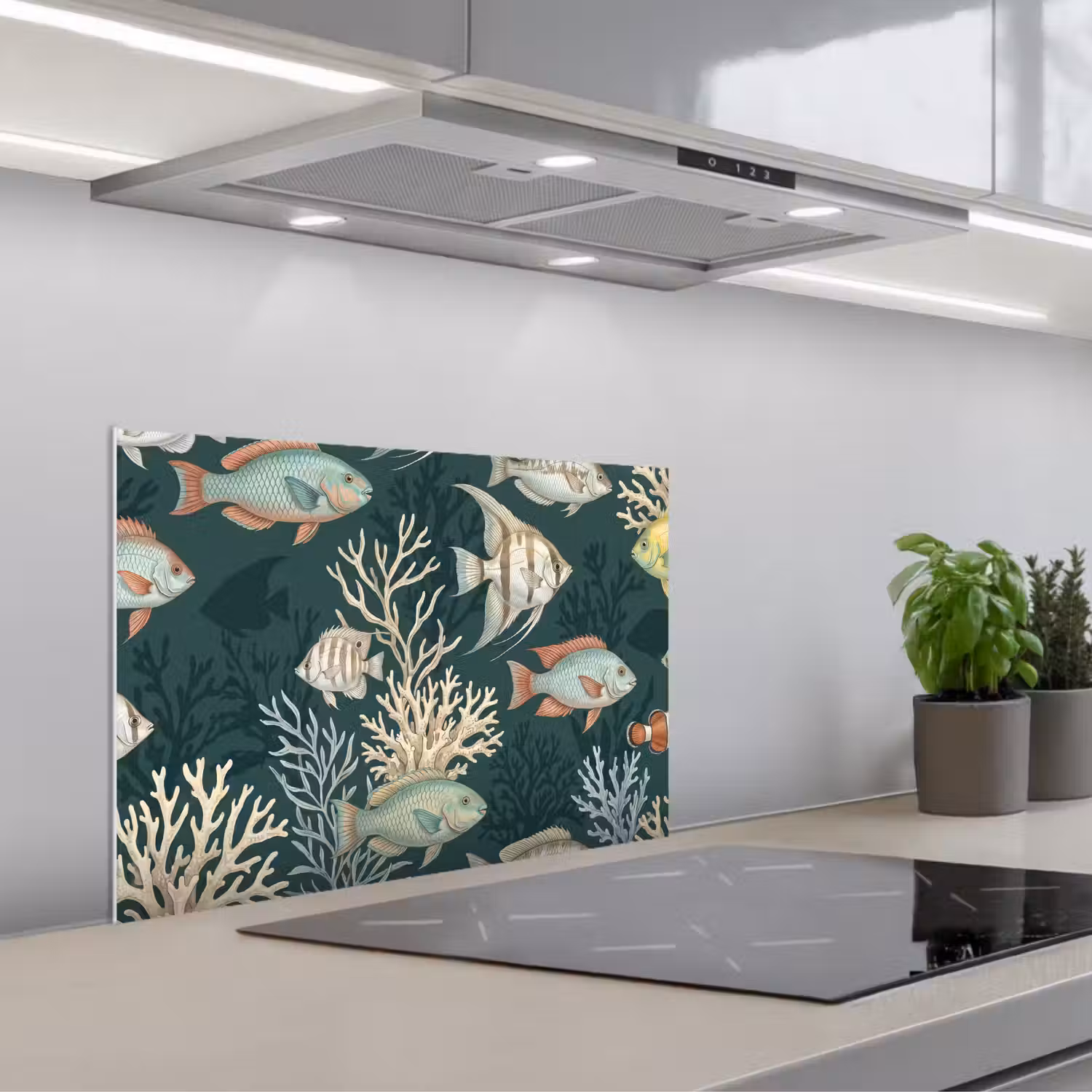 Vis - Koraal - Onderwater - Illustratie keuken achterwand spatscherm klein -3d_schuin