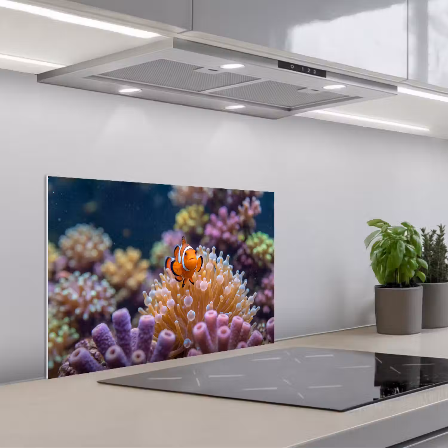 Vis - Koraal - Onderwater - Oranje - Dieren keuken achterwand spatscherm klein -3d_schuin