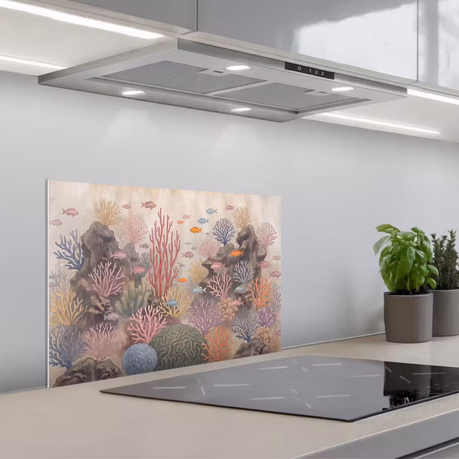 Vis - Koraalrif - Onderwaterwereld - Illustratie keuken achterwand spatscherm klein -3d_schuin