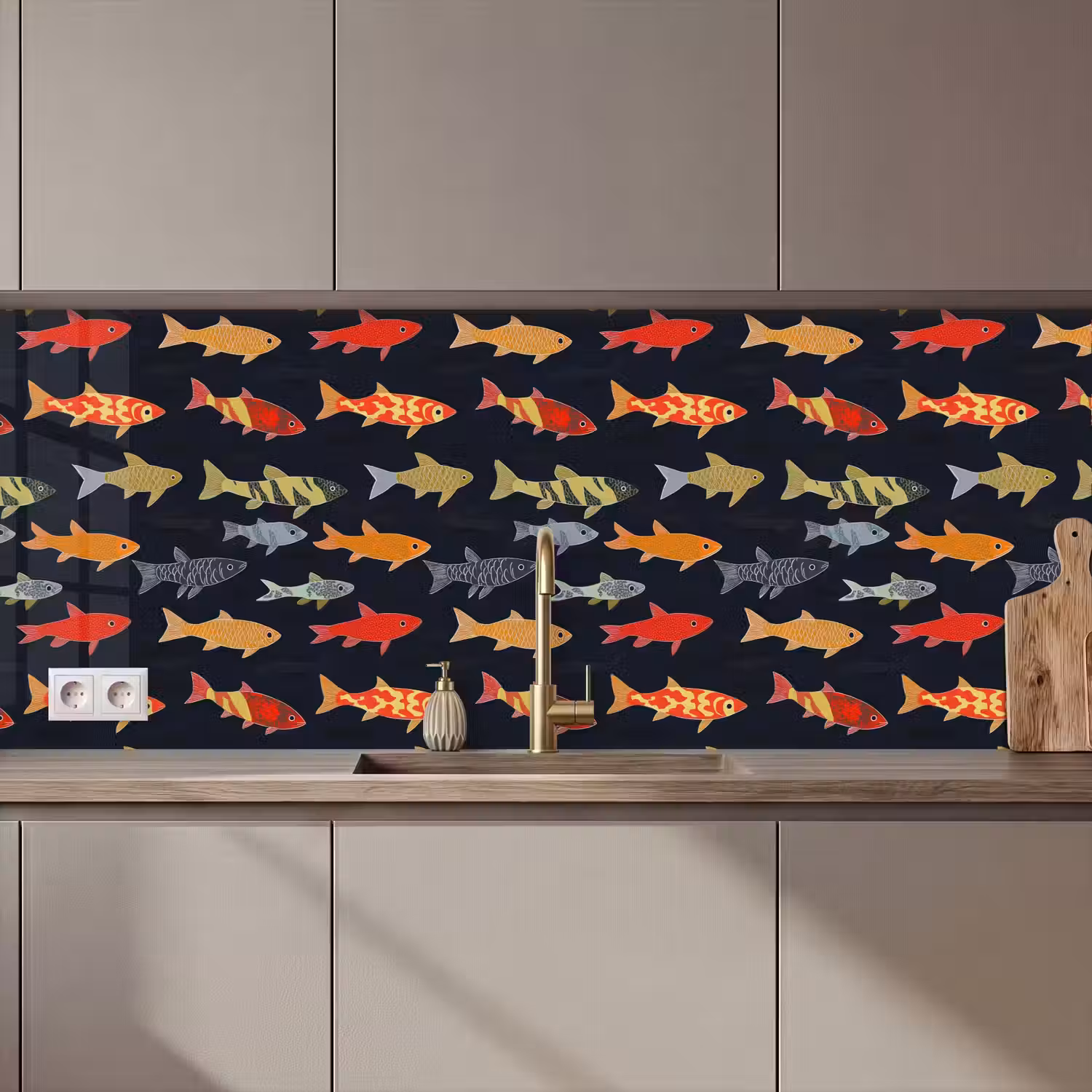Vissen - Patroon - Kleurrijk keuken achterwand 2 middel 871 zz_3dshopping