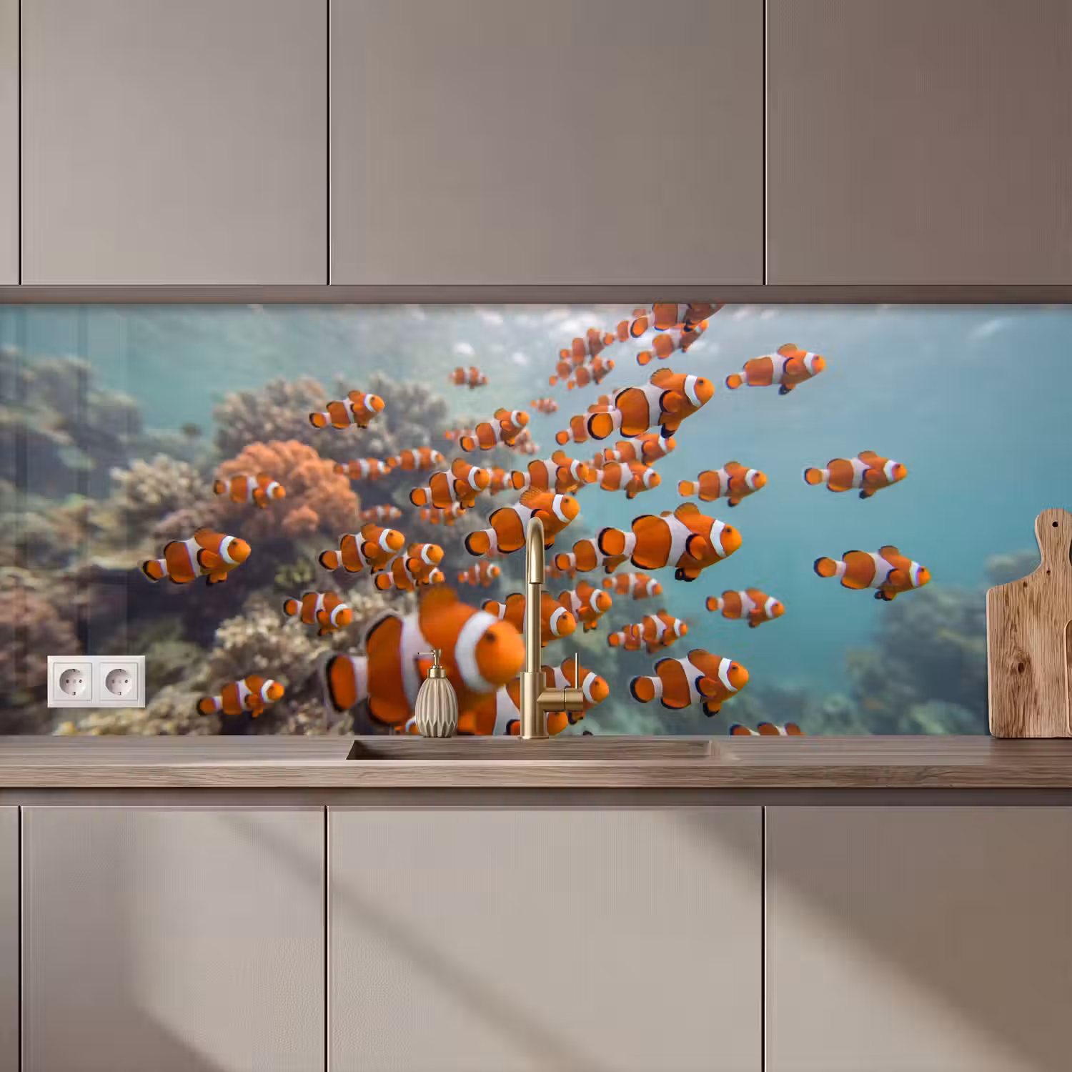 Vis - School - Onderwater - Dieren - Oranje keuken achterwand 2 middel zz_3dshopping