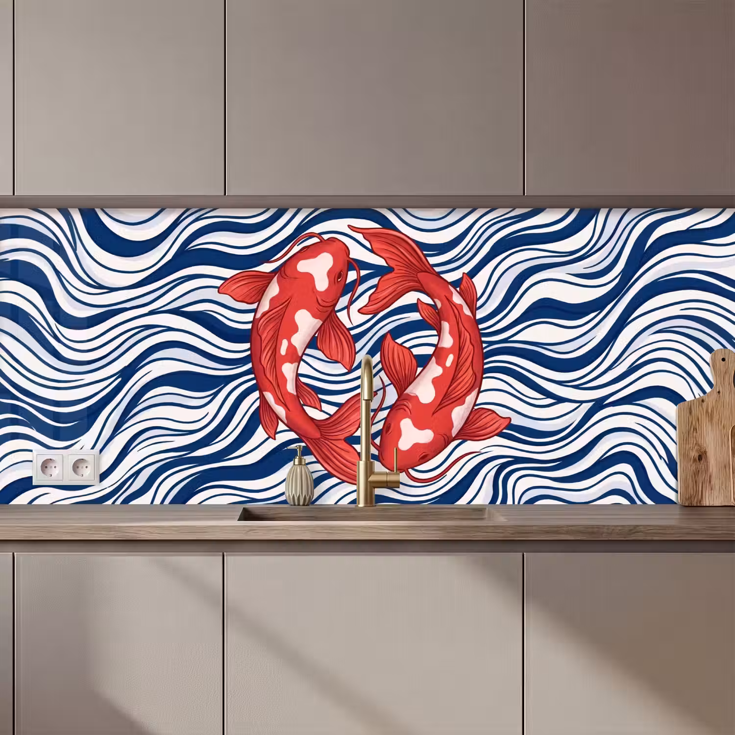 Vis - Water - Natuur - Illustratie - Rood keuken achterwand 2 middel zz_3dshopping