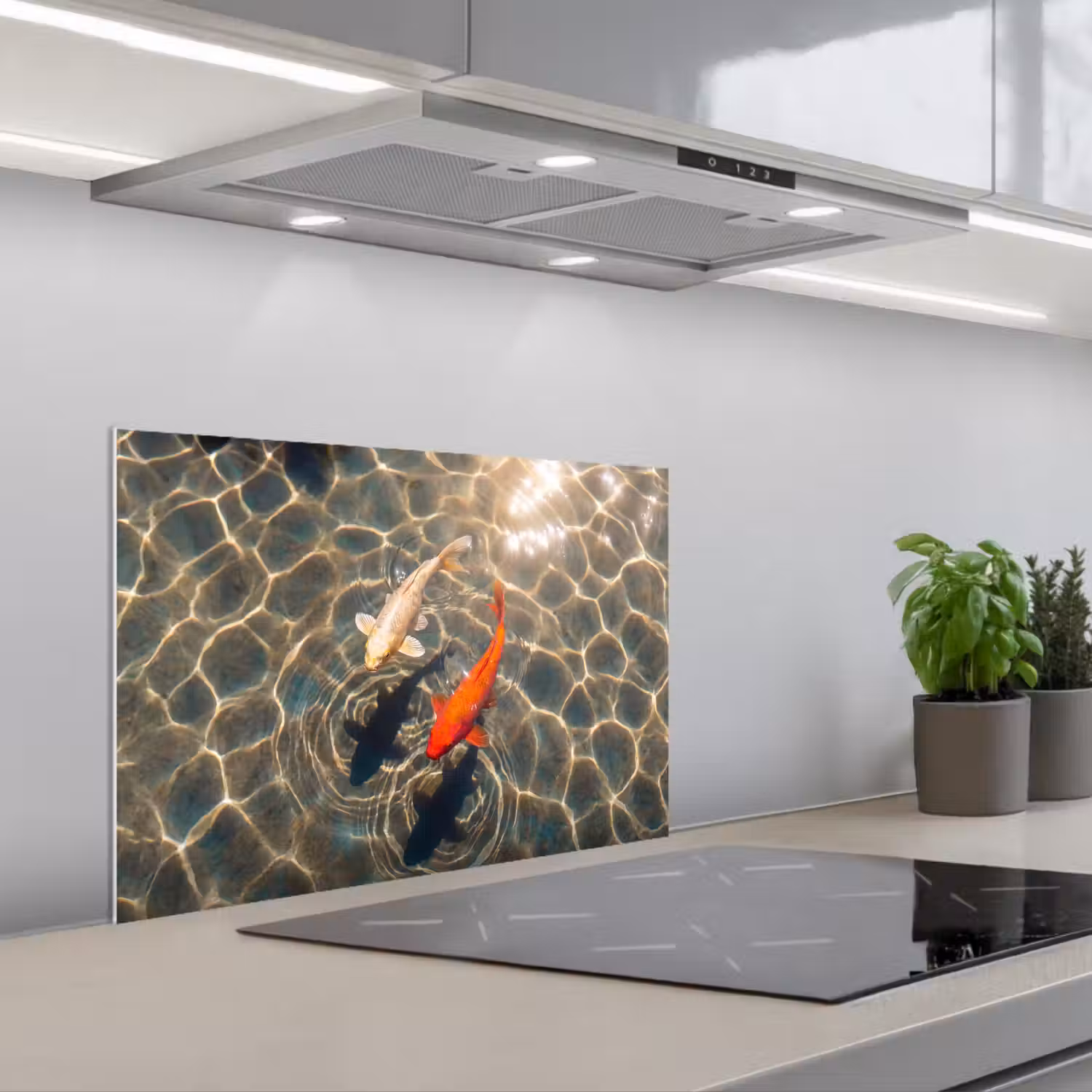 Vis - Water - Dieren - Oranje - Goud keuken achterwand spatscherm klein -3d_schuin