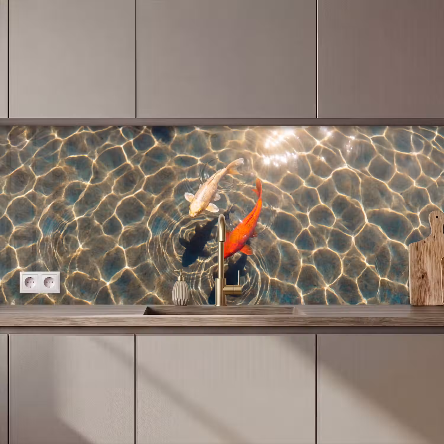 Vis - Water - Dieren - Oranje - Goud keuken achterwand 2 middel zz_3dshopping