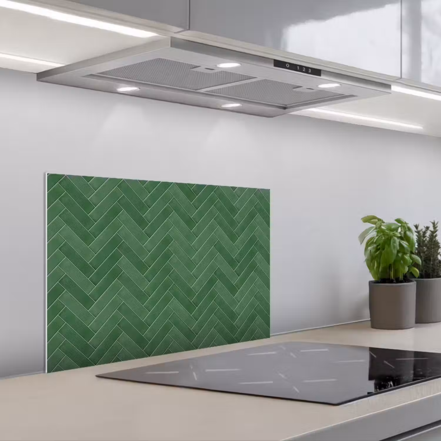 Visgraat - Wandtegel - Bosgroen keuken achterwand spatscherm klein 900 -3d_schuin