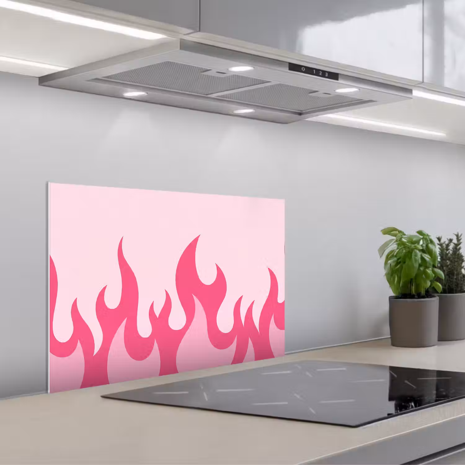 Vlammen - Patroon - Abstract - Modern - Roze keuken achterwand spatscherm klein -3d_schuin