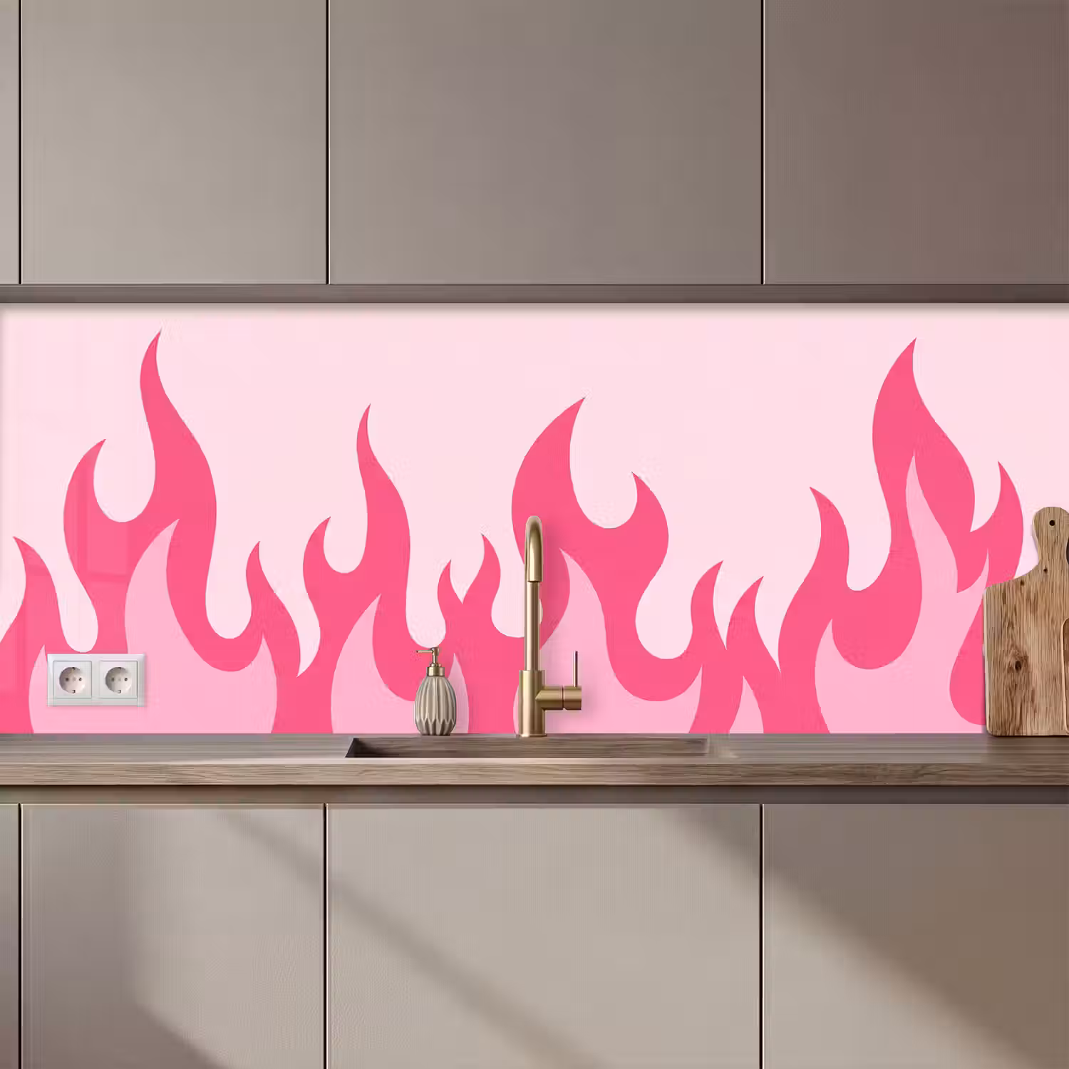 Vlammen - Patroon - Abstract - Modern - Roze keuken achterwand 2 middel zz_3dshopping