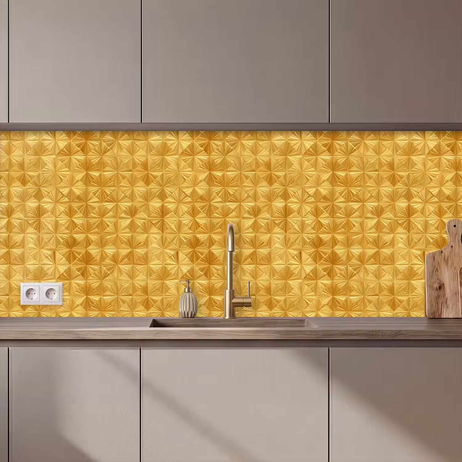 Tegels - Geometrisch - Reliëf - Goud keuken achterwand 2 middel 871 zz_3dshopping