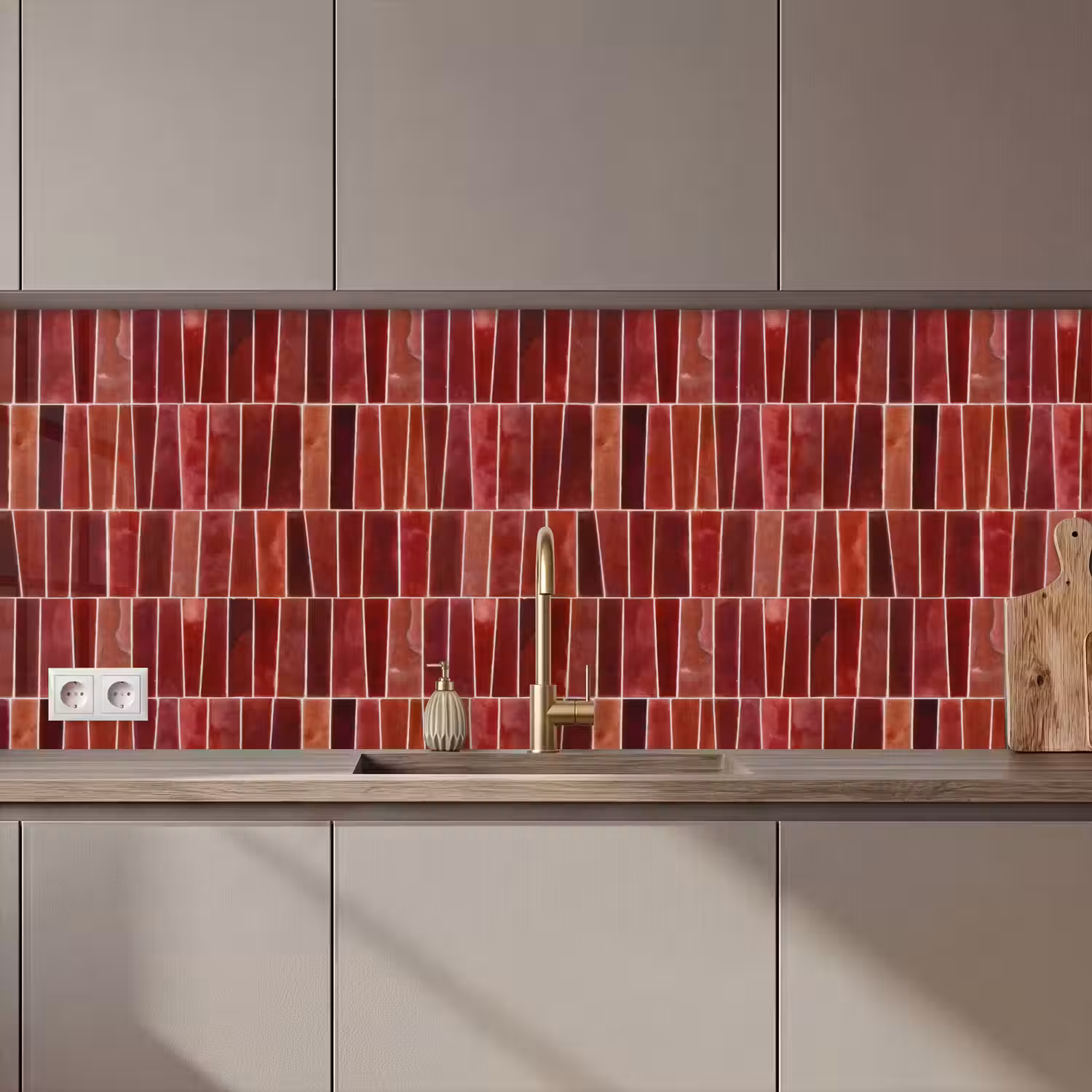 Tegels - Modern - Structuur - Dieprood keuken achterwand 2 middel 871 zz_3dshopping