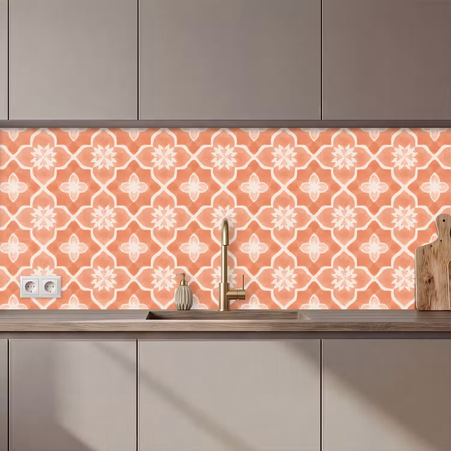 Tegelpatroon - Arabesk - Vintage - Terracotta keuken achterwand 2 middel 871 zz_3dshopping