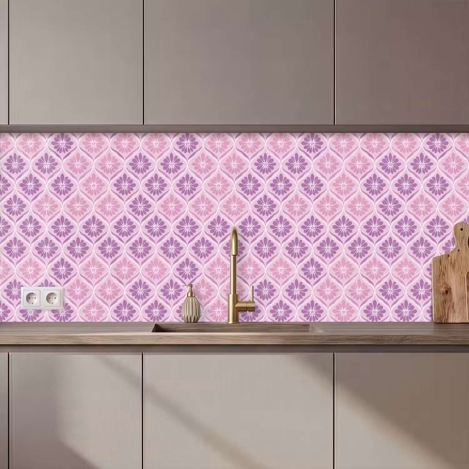 Bloemenruit - Patroon - Paars keuken achterwand 2 middel 871 zz_3dshopping
