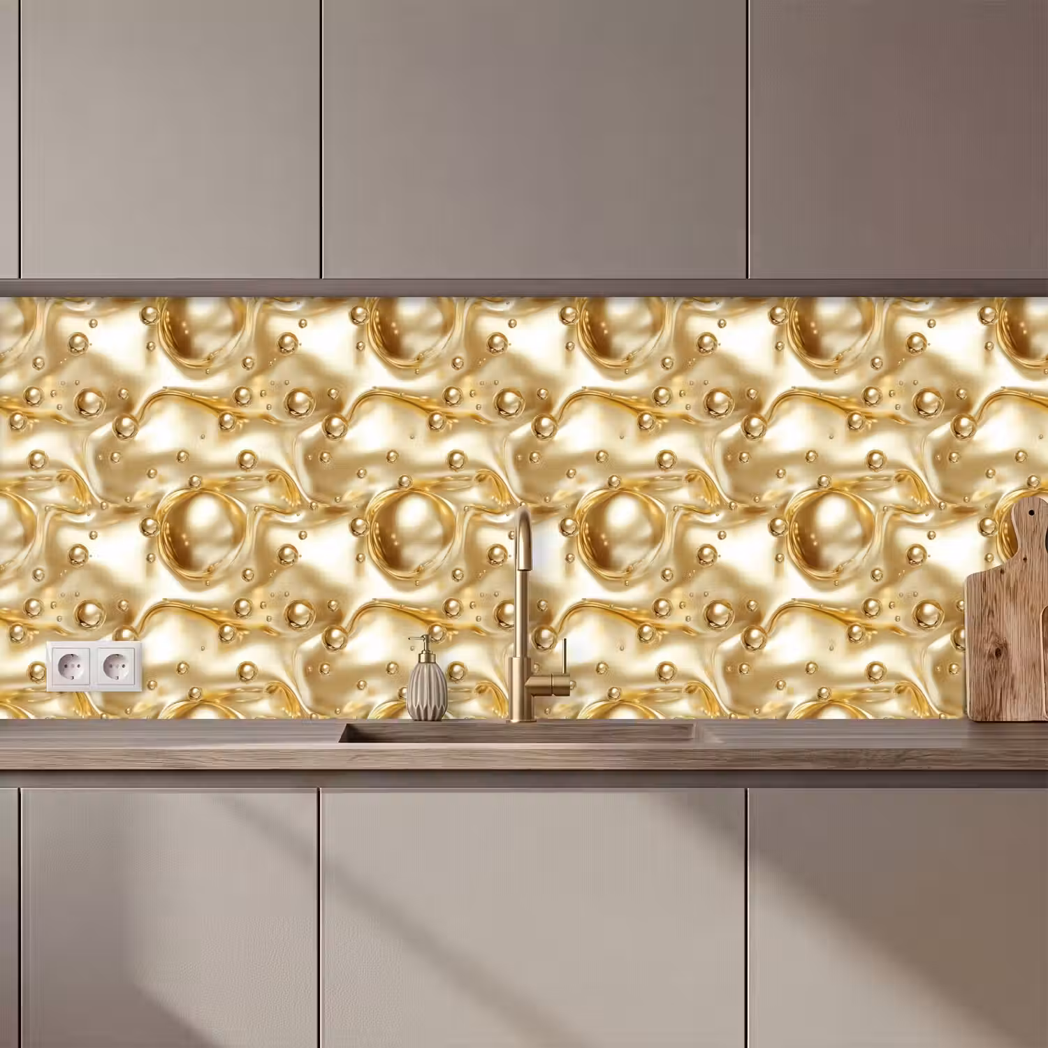 Vloeibaar - Druppels - Goud keuken achterwand 2 middel 871 zz_3dshopping