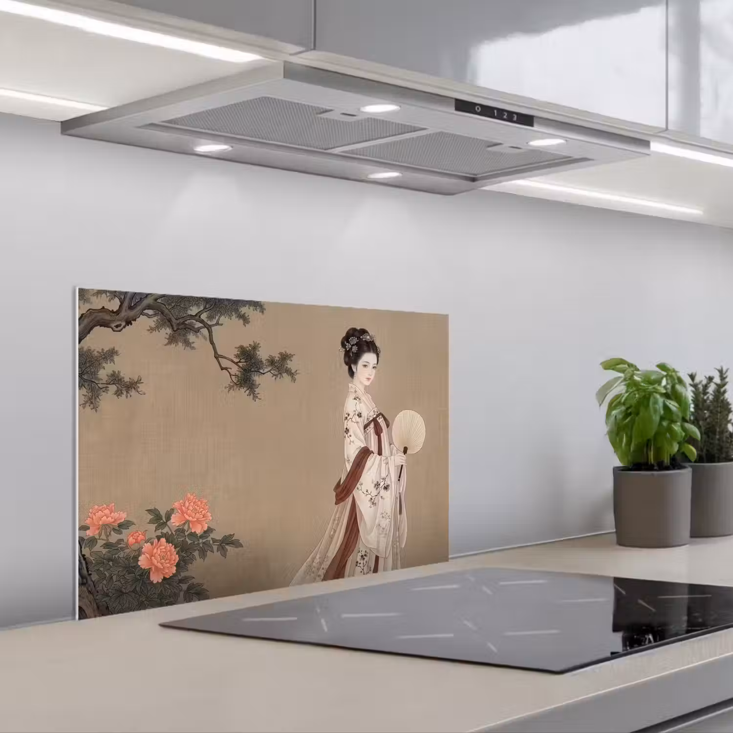 Vrouw - Azië - Kunst - Beige keuken achterwand spatscherm klein -3d_schuin