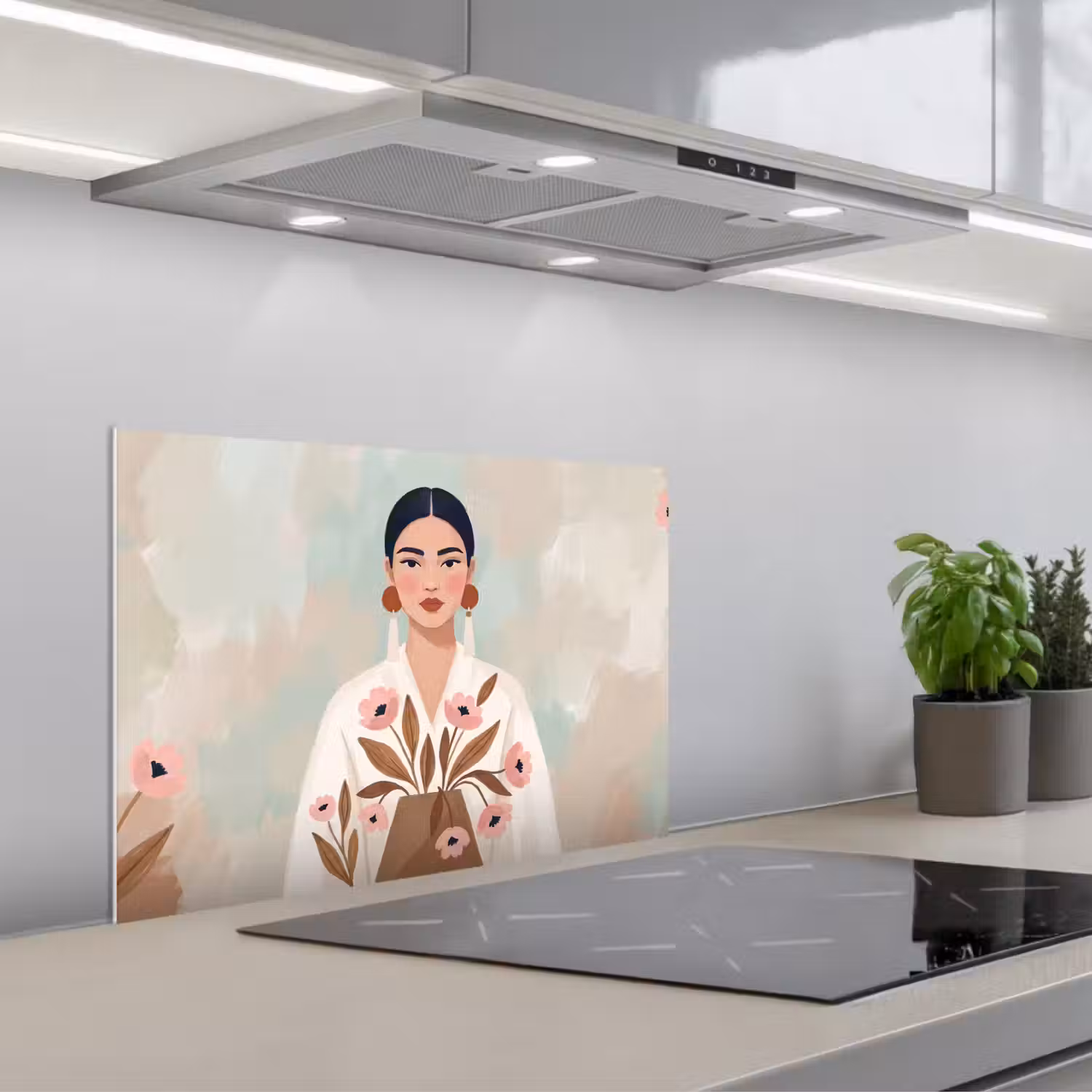 Vrouw - Kimono - Pastel keuken achterwand spatscherm klein -3d_schuin