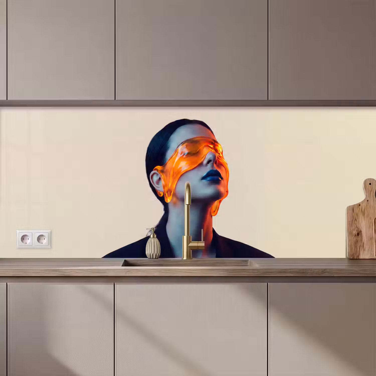 Vrouw - Oranje - Abstract - Modern - Kleurrijk keuken achterwand 2 middel zz_3dshopping