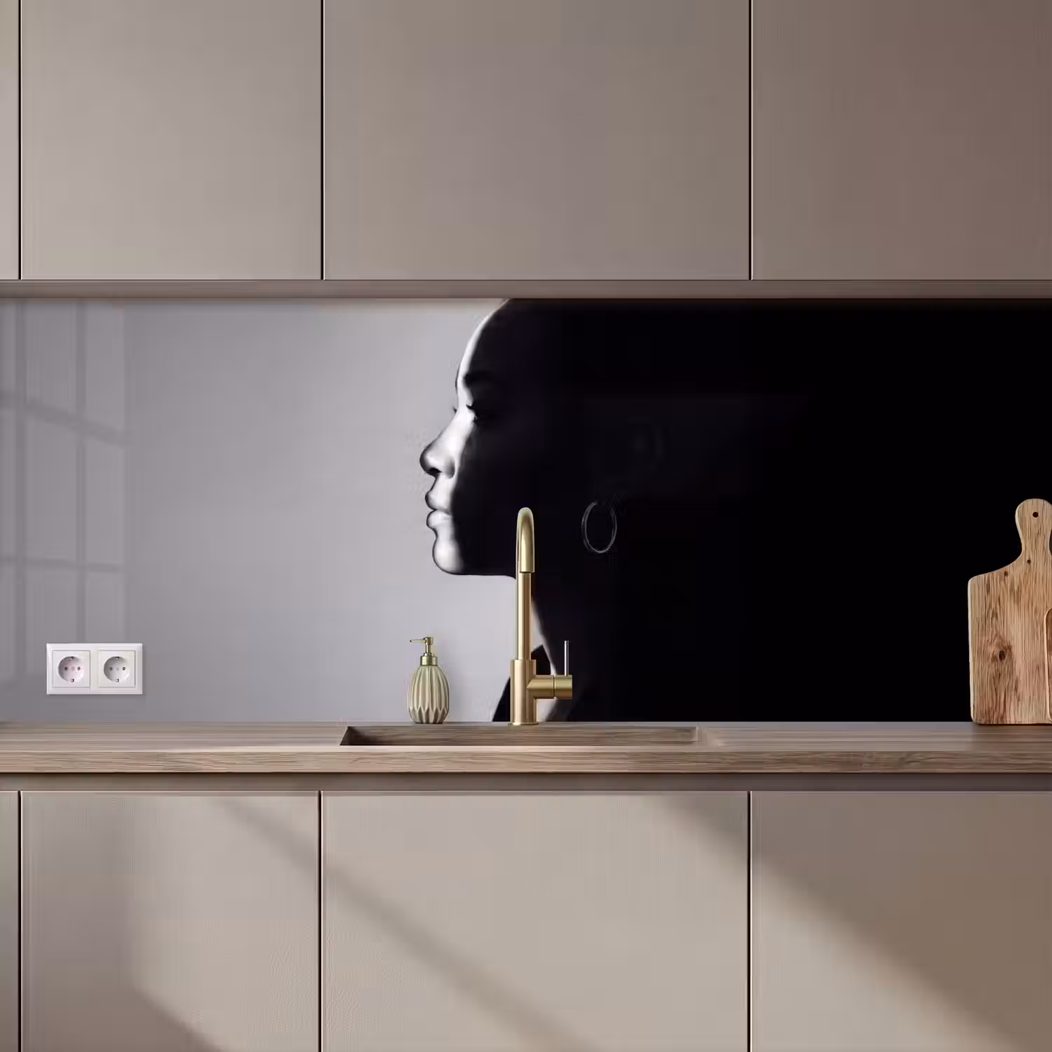 Vrouw - Profiel - Mensen - Zwart-wit keuken achterwand 2 middel zz_3dshopping