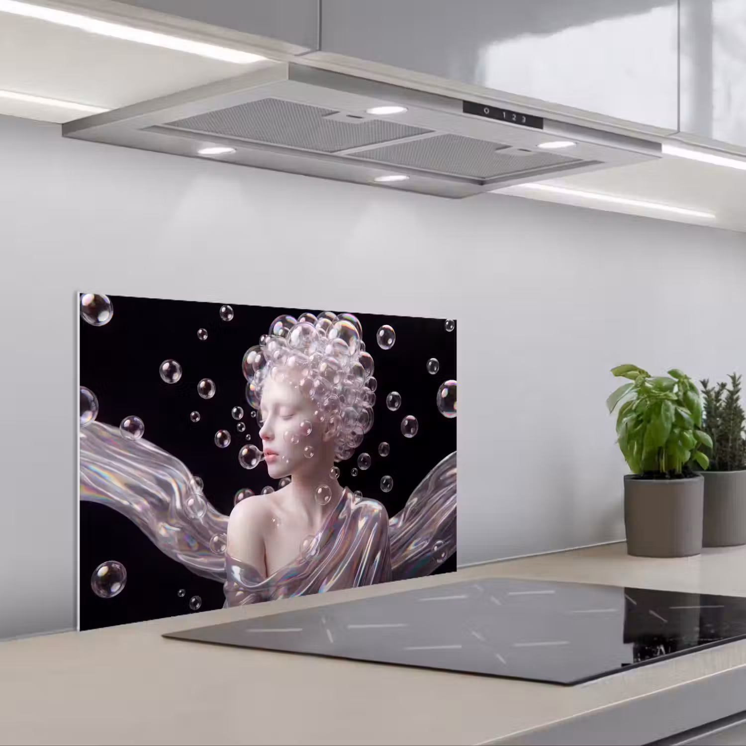 Vrouw - Bellen - Abstract - Kleurrijk keuken achterwand spatscherm klein -3d_schuin