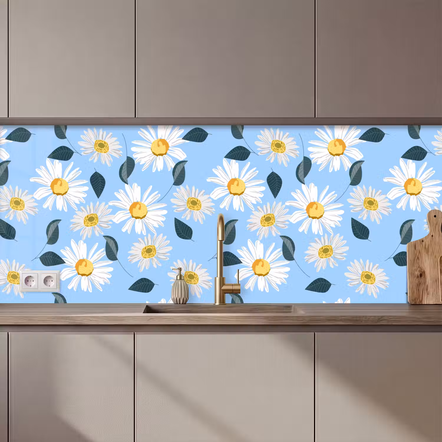Madeliefjes - Blauw - Patroon keuken achterwand 2 middel 871 zz_3dshopping