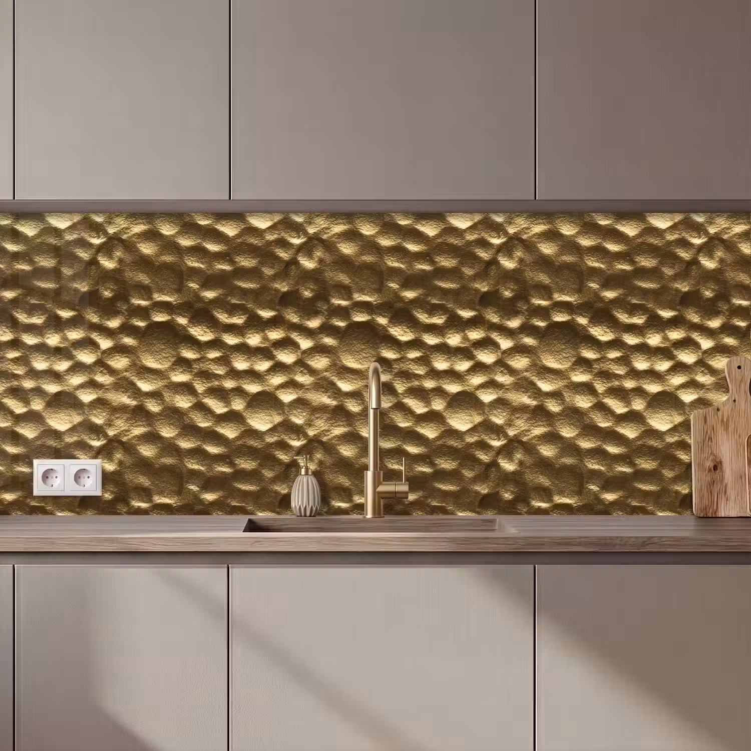Gehamerd - Reliëf - Textuur - Bronsgoud keuken achterwand 2 middel 871 zz_3dshopping