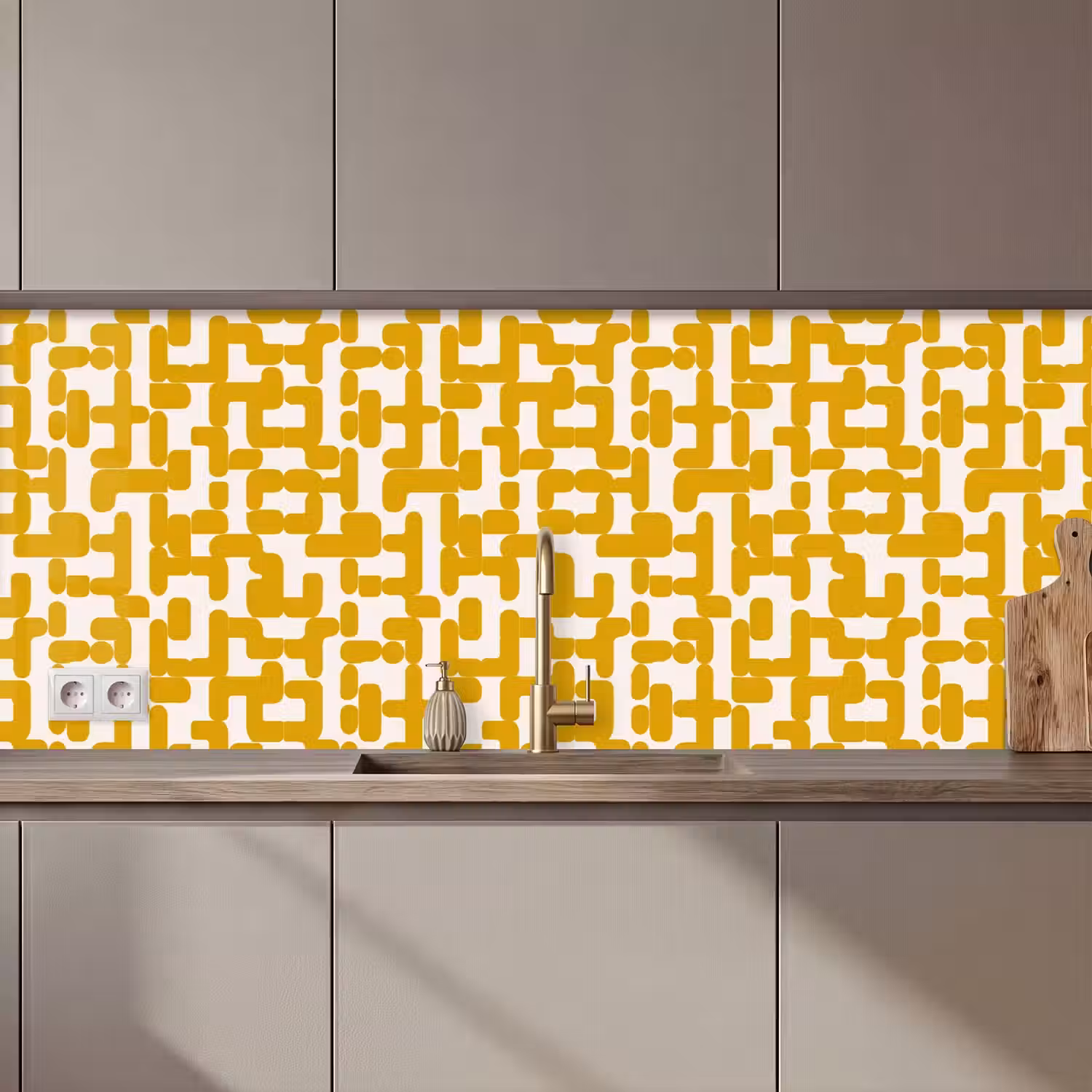 Geel - Beige - Patroon keuken achterwand 2 middel 871 zz_3dshopping