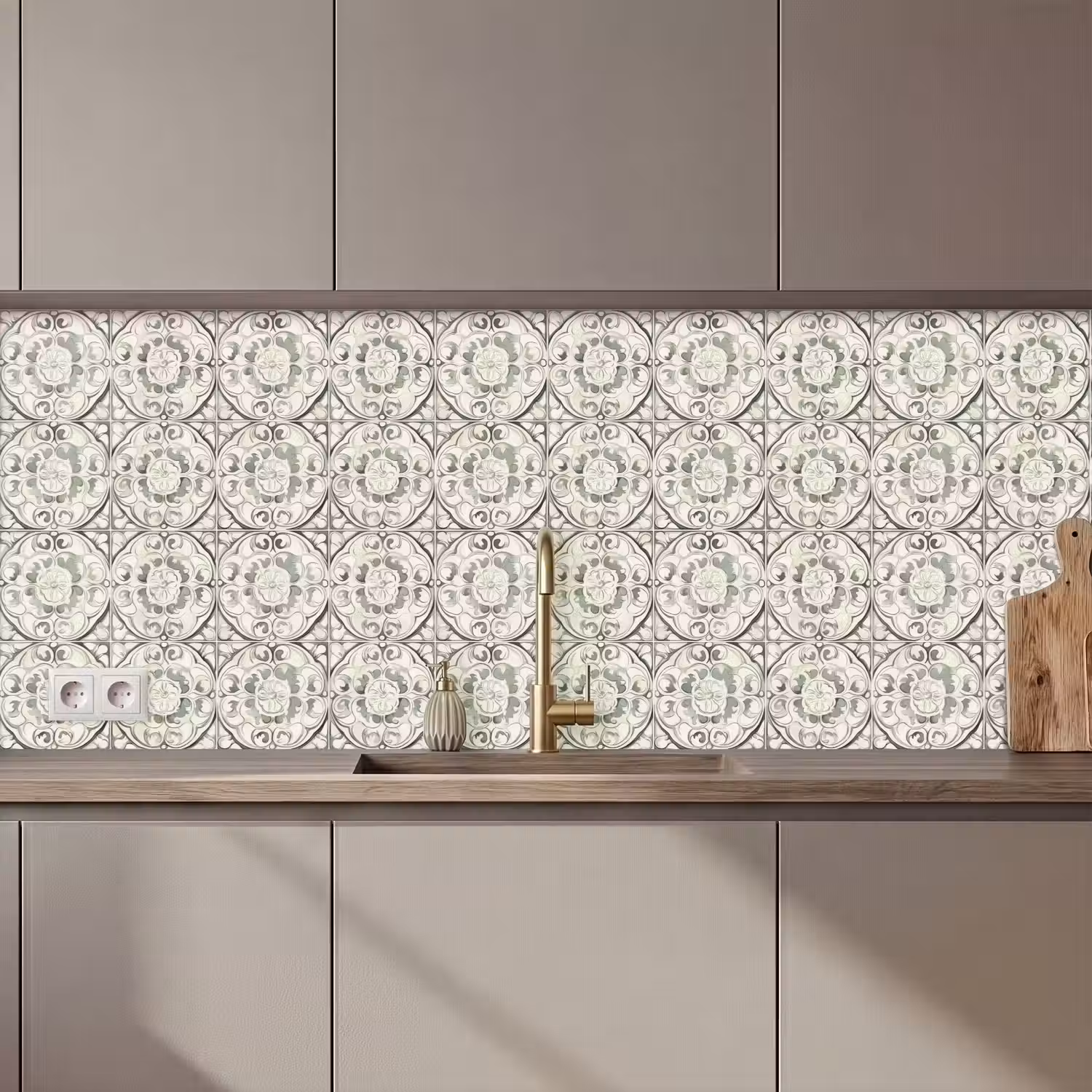 Krulornament - Tegel - Groen keuken achterwand 2 middel 871 zz_3dshopping