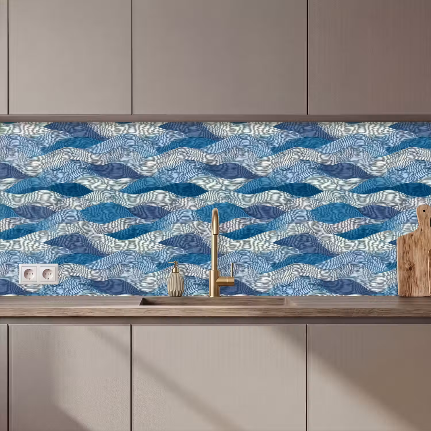 Getekend - Blauw - Wit - Golvend - Streepjes keuken achterwand 2 middel 871 zz_3dshopping