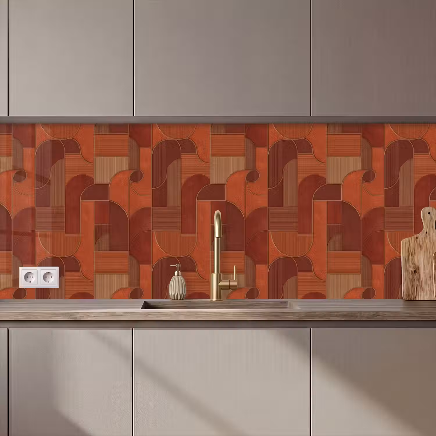 Geometrisch - Abstract - Textuur - Bruin keuken achterwand 2 middel 871 zz_3dshopping