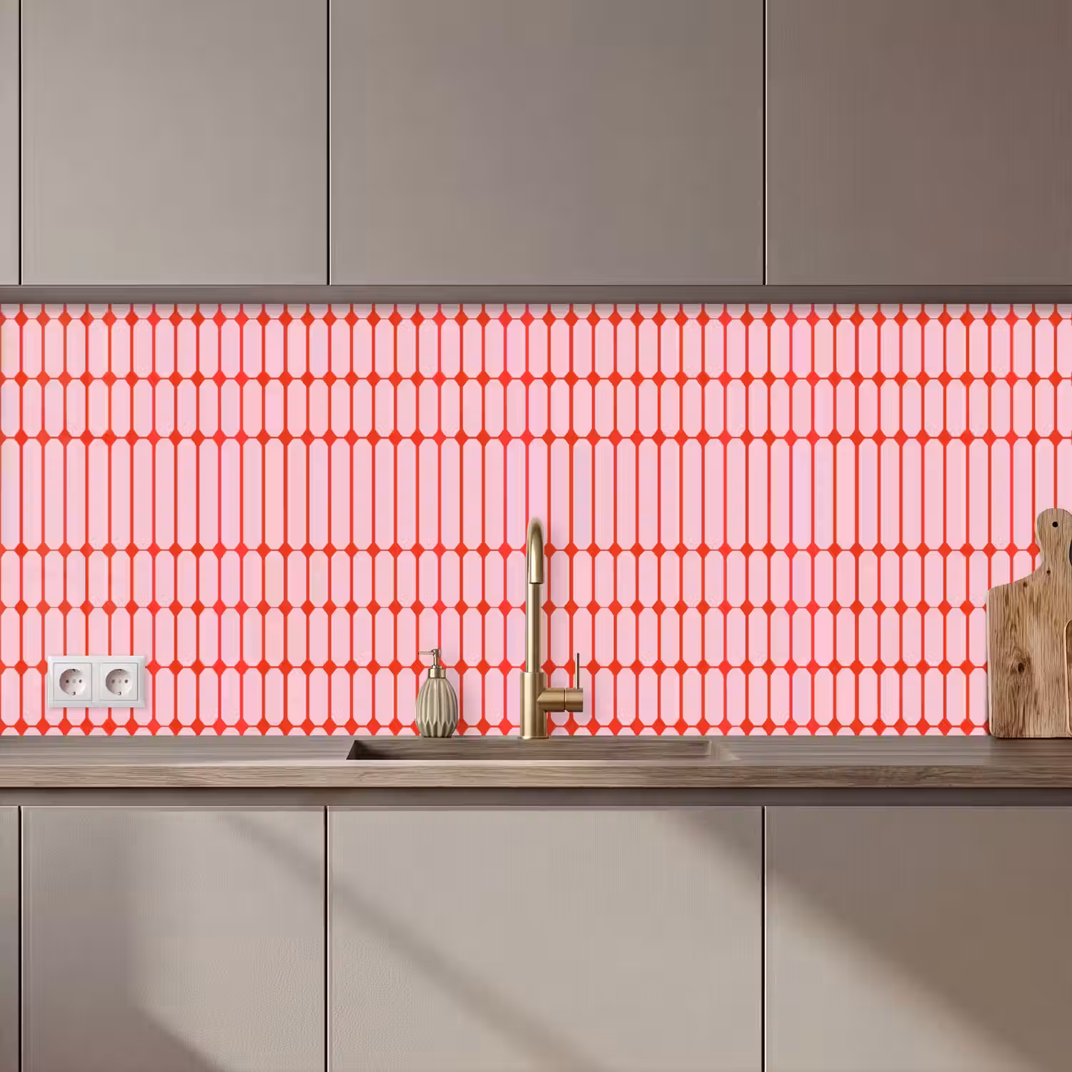 Geometrisch - Minimalistisch - Rood - Roze keuken achterwand 2 middel 871 zz_3dshopping