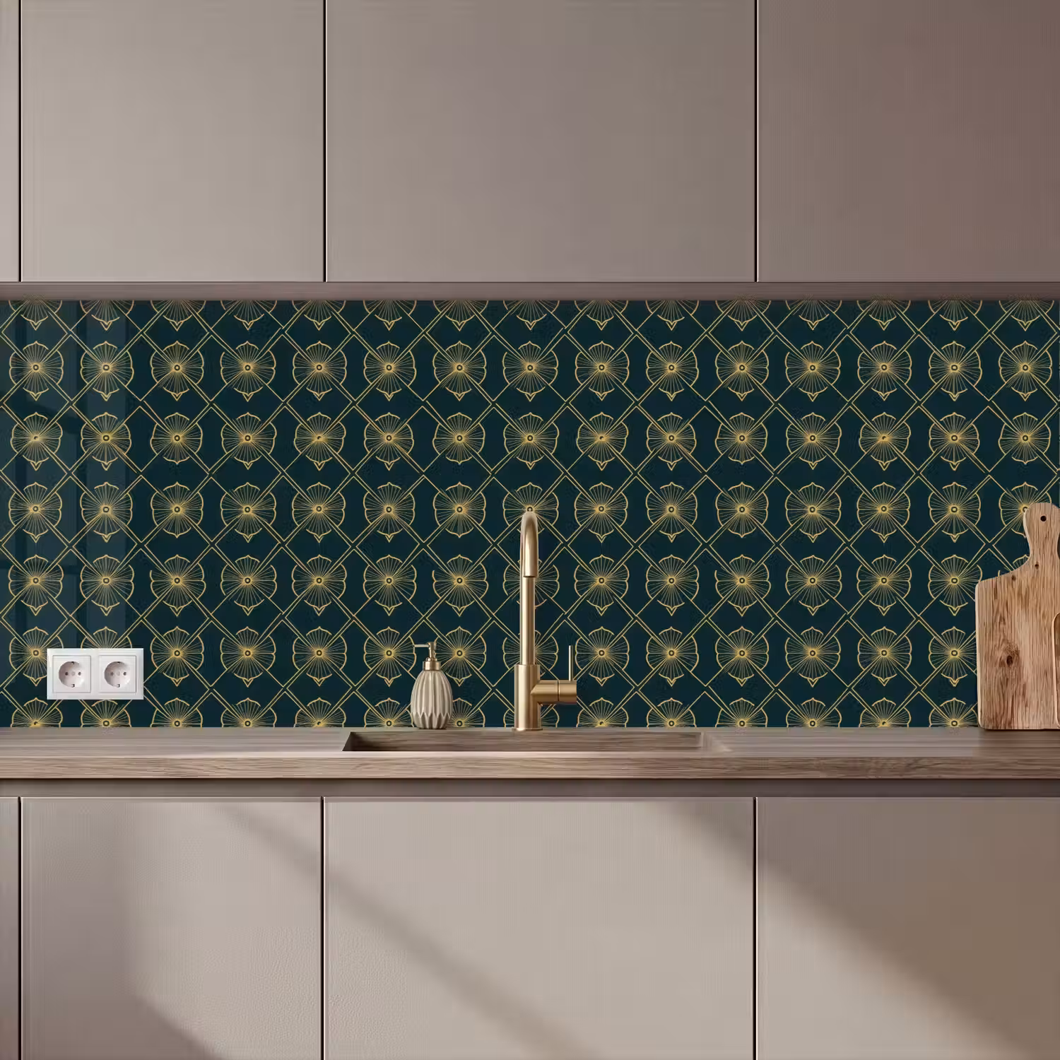 Geometrisch - Elegant - Groen keuken achterwand 2 middel 871 zz_3dshopping