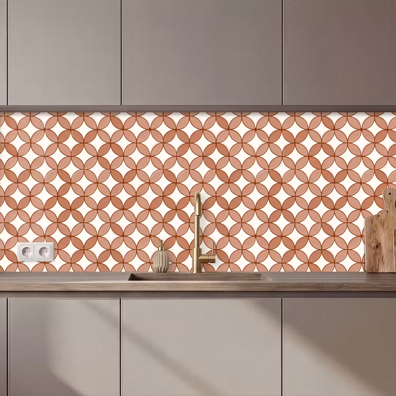 Geometrisch - Cirkels - Modern - Terracotta keuken achterwand 2 middel 871 zz_3dshopping
