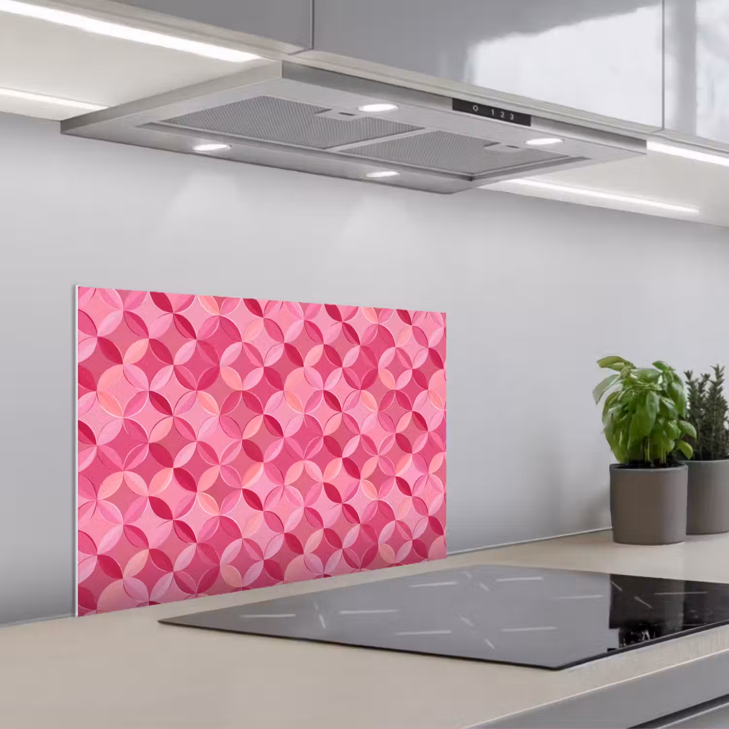 Geometrisch - Mozaïek - Modern - Roze keuken achterwand spatscherm klein 900 -3d_schuin