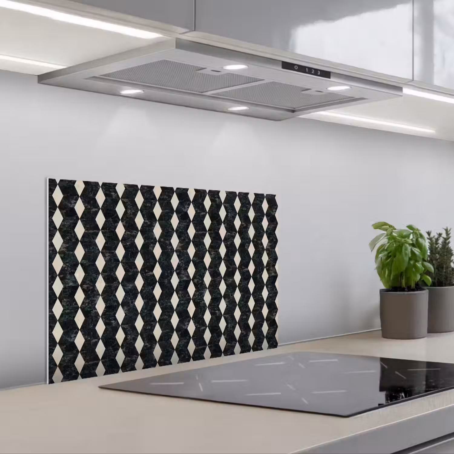 Geometrisch - Patroon - Marmer - Groen keuken achterwand spatscherm klein 900 -3d_schuin